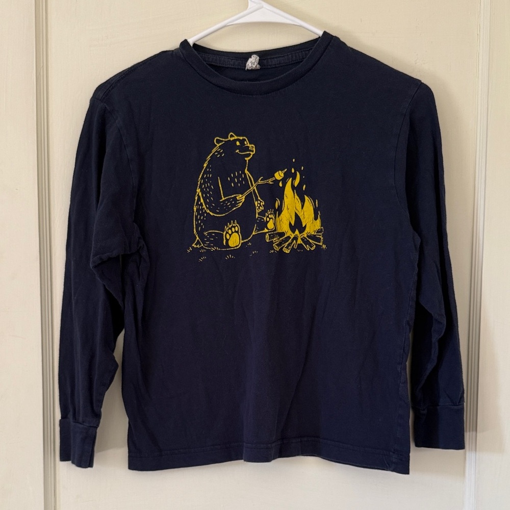 100% Cotton Navy Bear Campfire Long Sleeve Boys Medium
